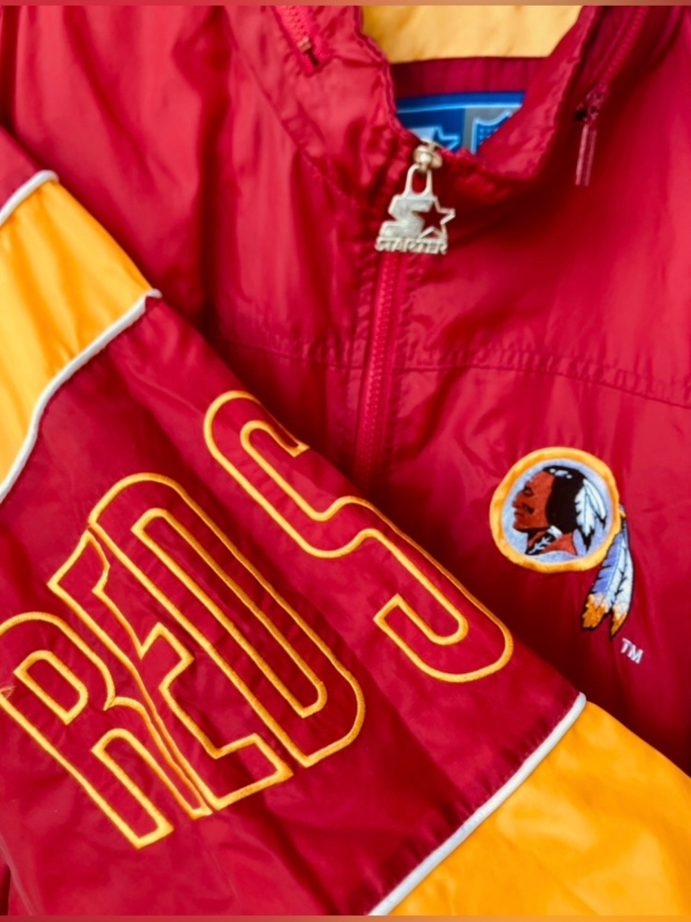 🔥 Vintage NFL Starter Jacket Washington Redskins Maroon Gold Sz M Lightweight